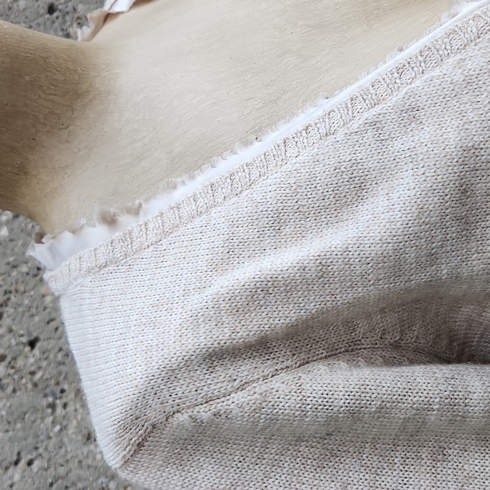 Nougat London Cream V-Neck Sweater with Floral Accent - Picture 4 of 10